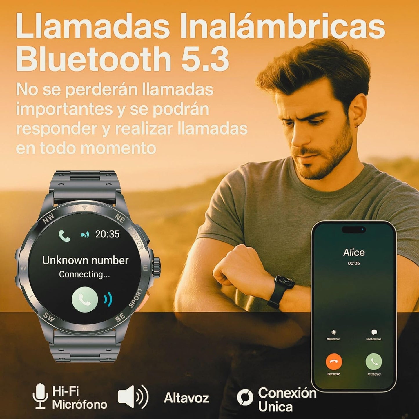DuckDik Reloj Inteligente para Hombre (correa de silicona)