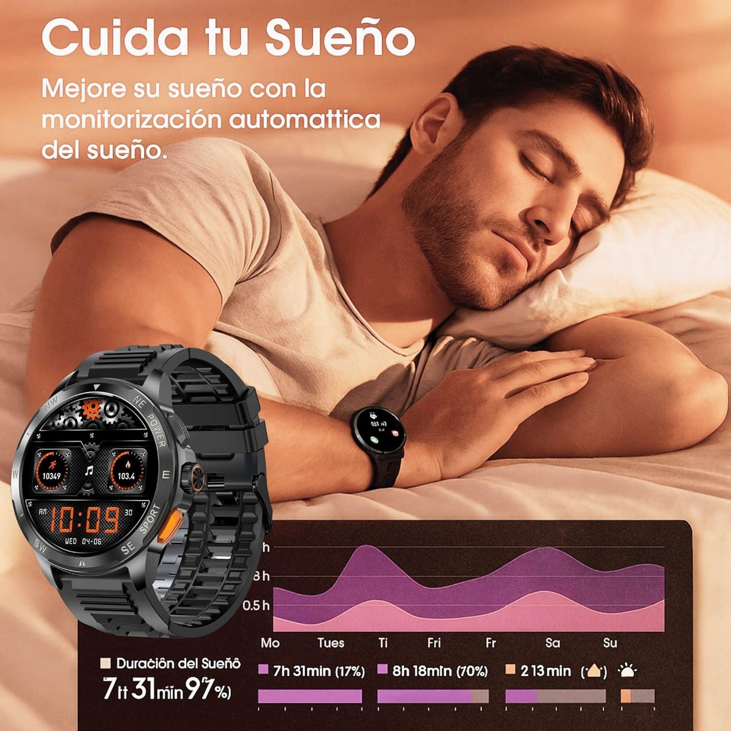 DuckDik Reloj Inteligente para Hombre (correa de silicona)