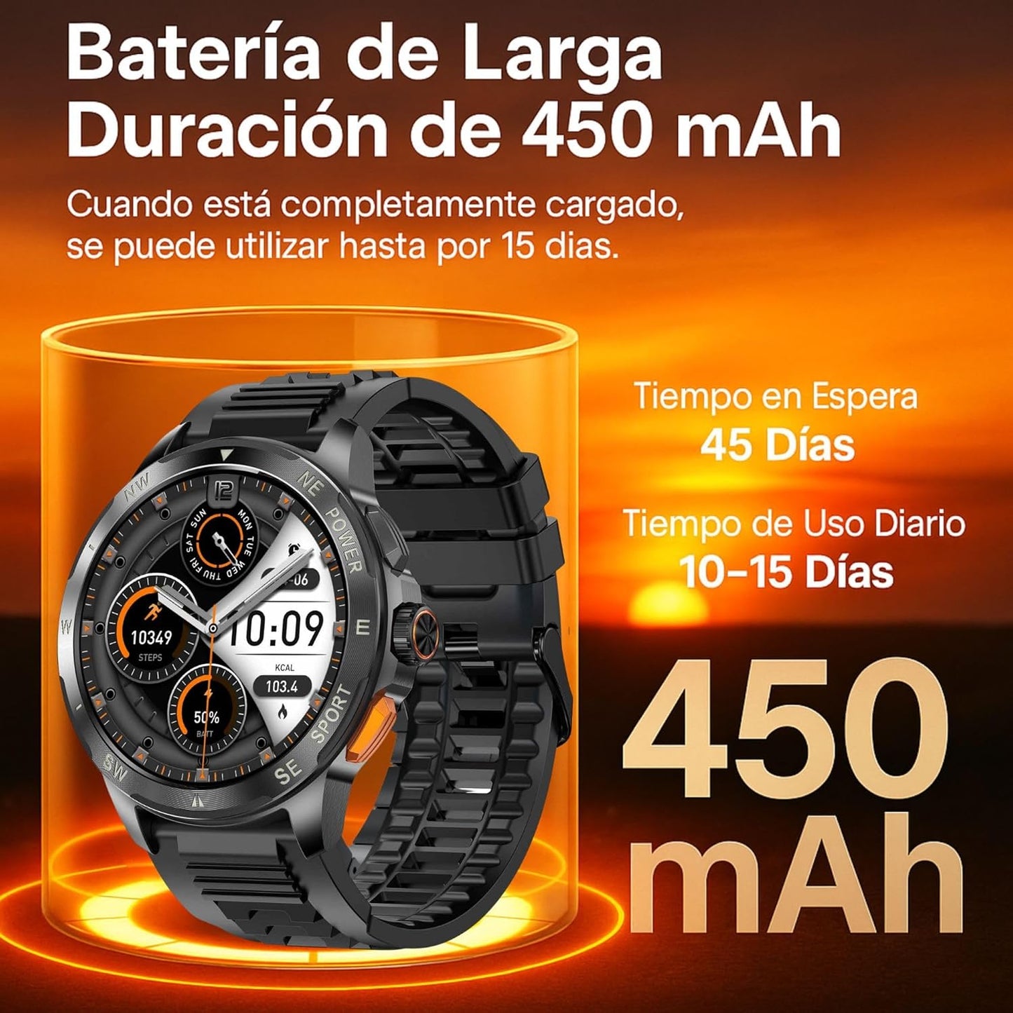 DuckDik Reloj Inteligente para Hombre (correa de silicona)