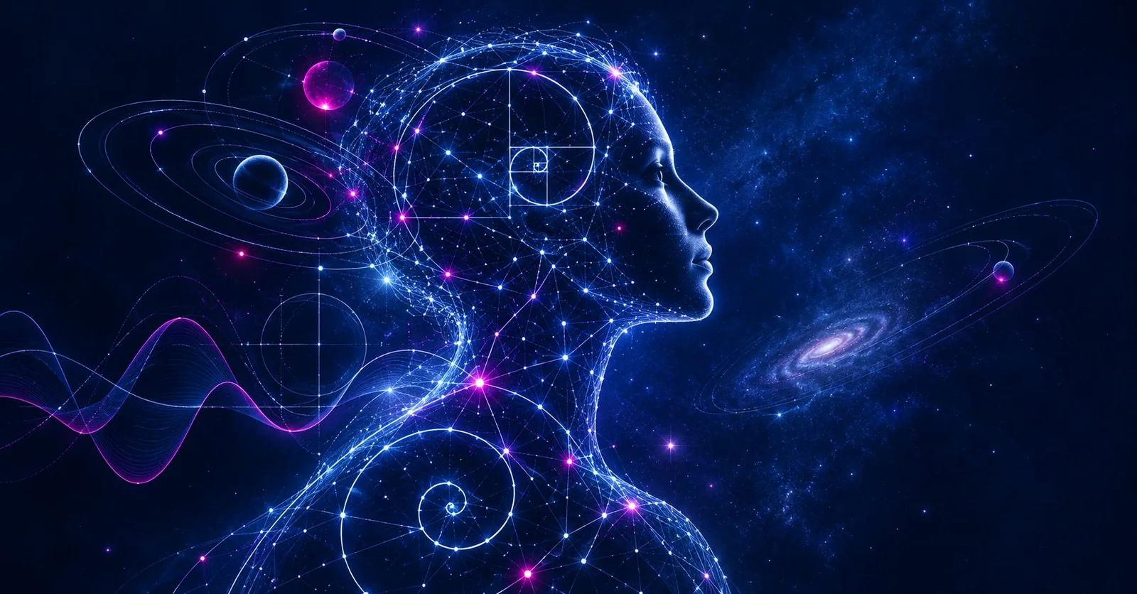 Il·lustració sobre intel·ligència artificial, cervell i matemàtiques